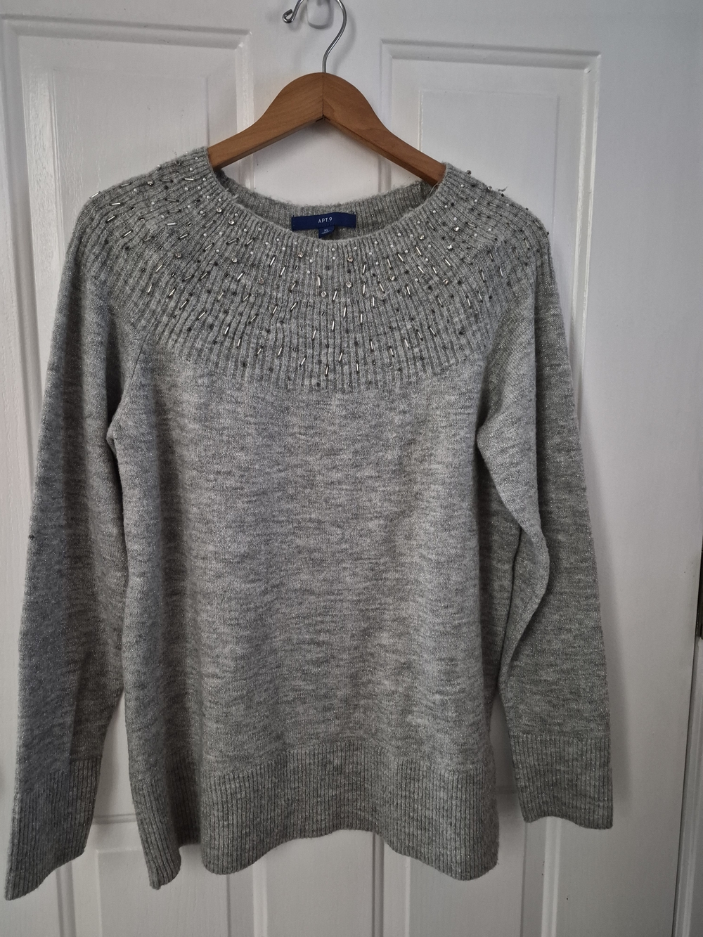 Apt. 9 Gray Beaded Knit Sweater